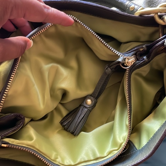 Coach Army Green Pebbled Leather Large Hobo Bag - Picture 12 of 12